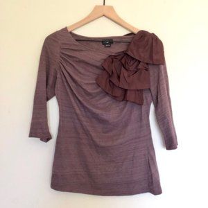 Anthropologie Deletta Purple Ruffle Bow Top